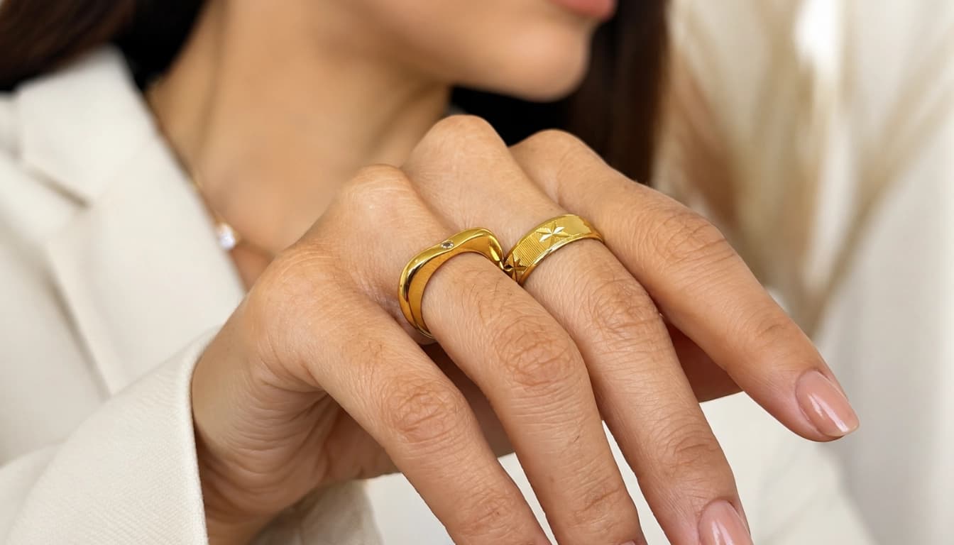 Mãos com semijoias Larissa Pompilio